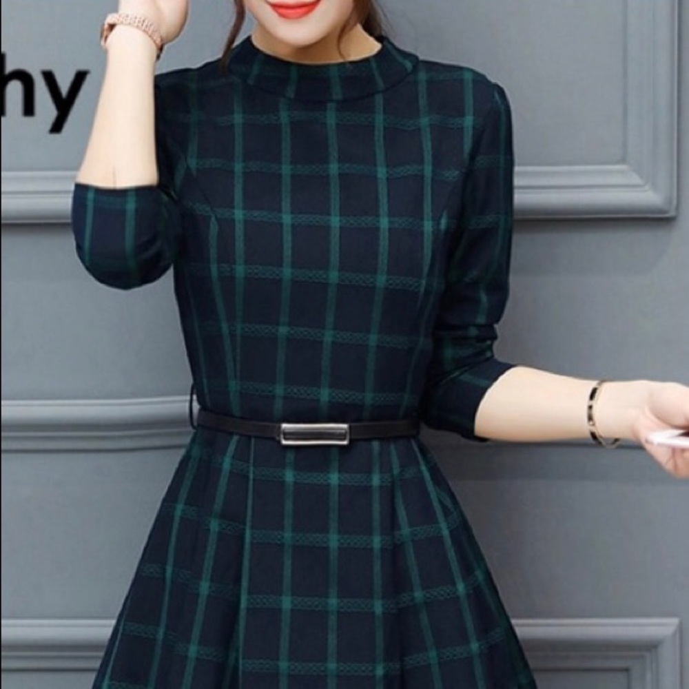 Stunning Plaid green dress